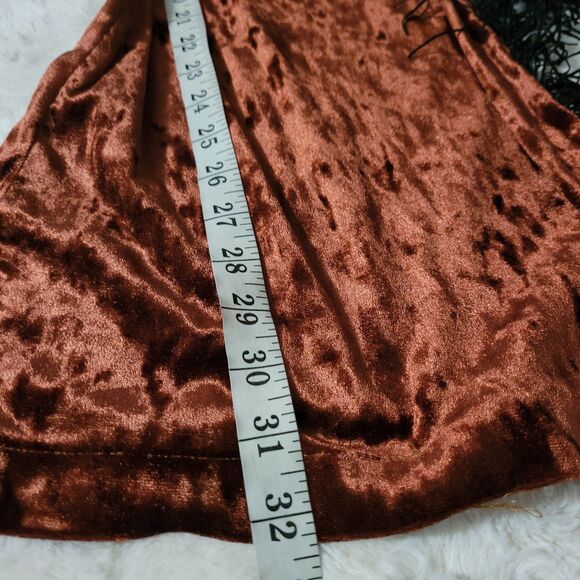 Silverado Velvet Flare Bell Bottom Pants Womens Size Medium Brown Fringed - Picture 10 of 10